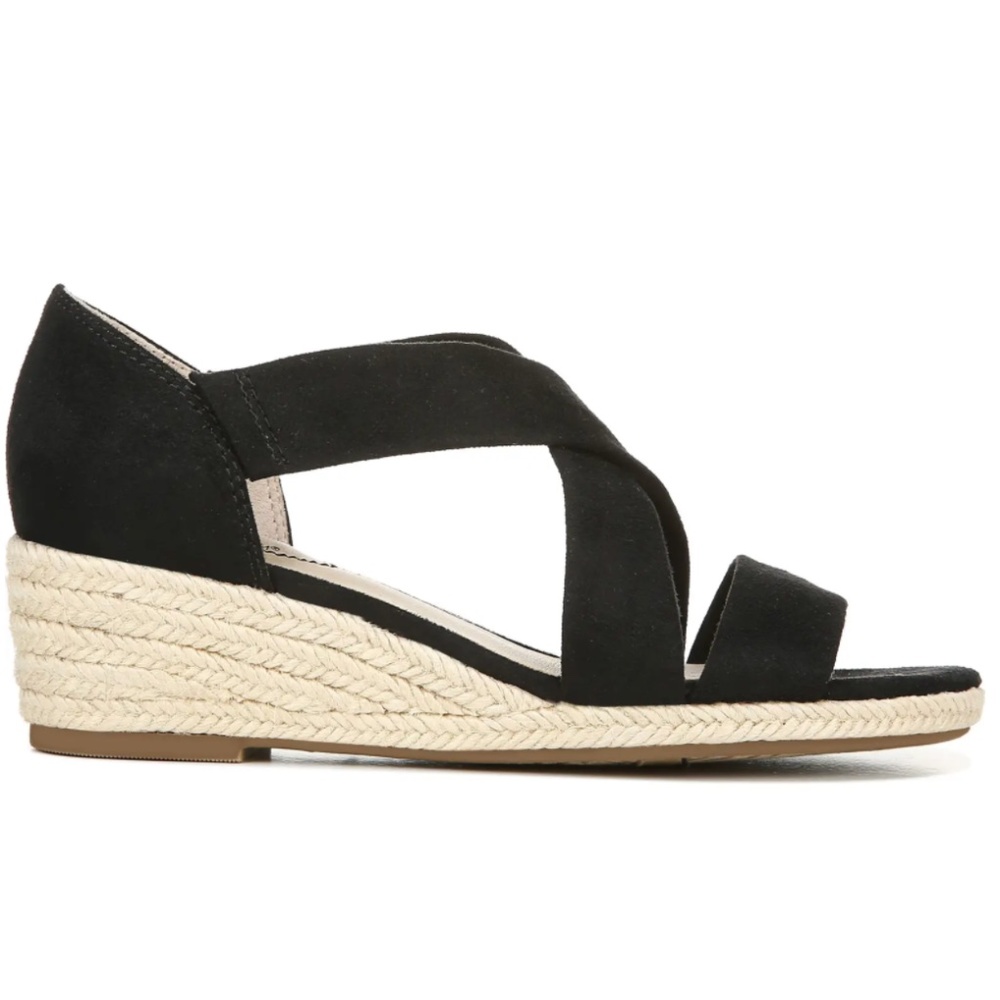 Life Stride Black Espadrille Wedge Sandals